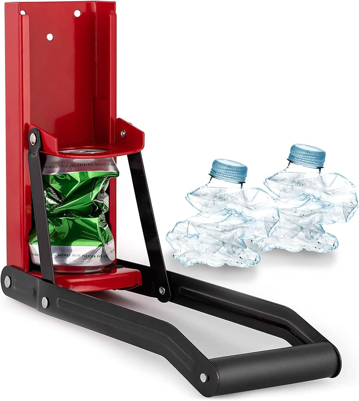 16 oz. Metal Can Crusher & Bottle Opener, Heavy-Duty Wall-Mounted Smasher for Aluminum Seltzer, Soda, Beer Cans and Bottles for Recycling