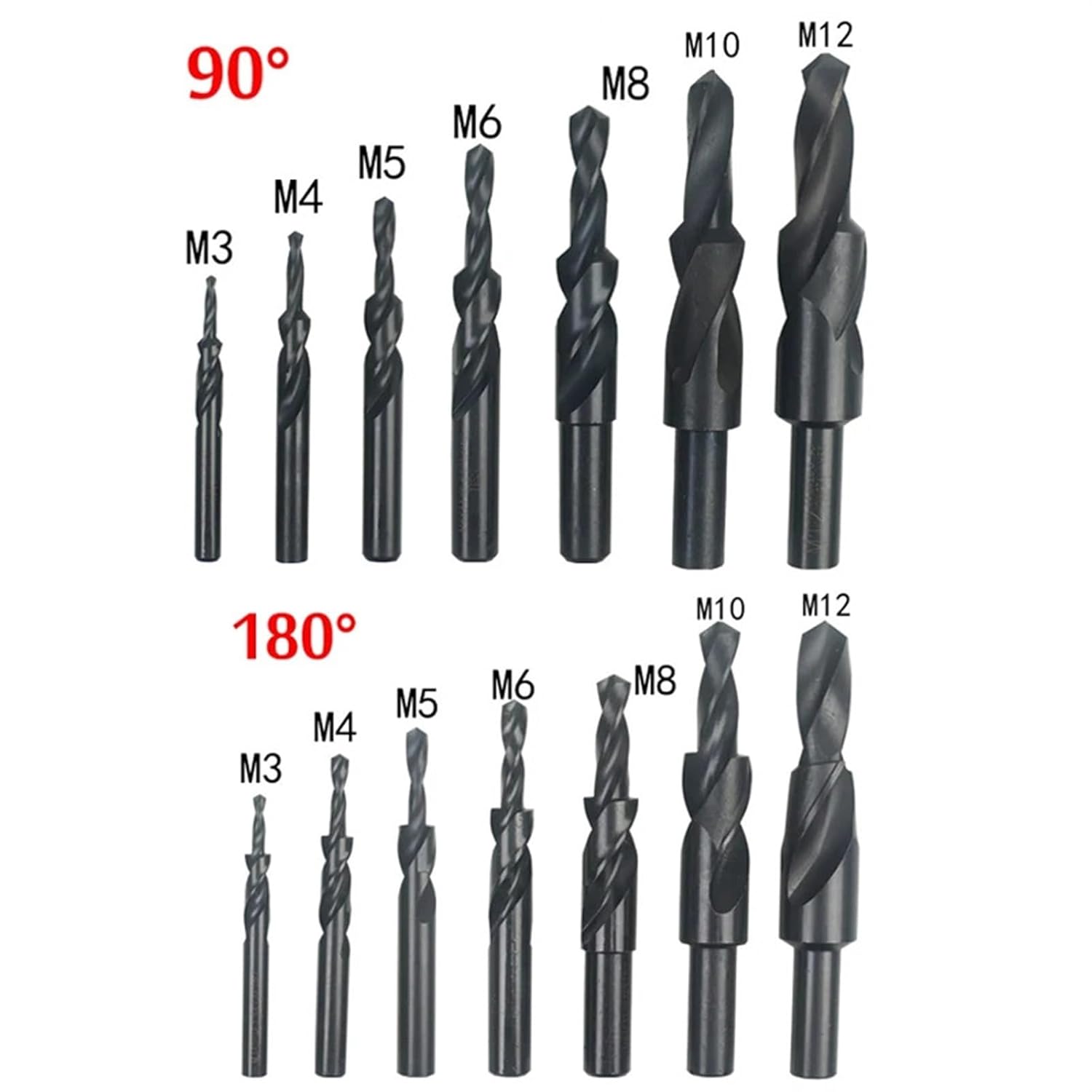1Pcs HSS Countersink Step Drill Bit Coated/Black Oxide Screw Countersunk Drill Bits 90/180 for Copper Aluminum M3-M12(Titanium Coated,M5(180 Degree))