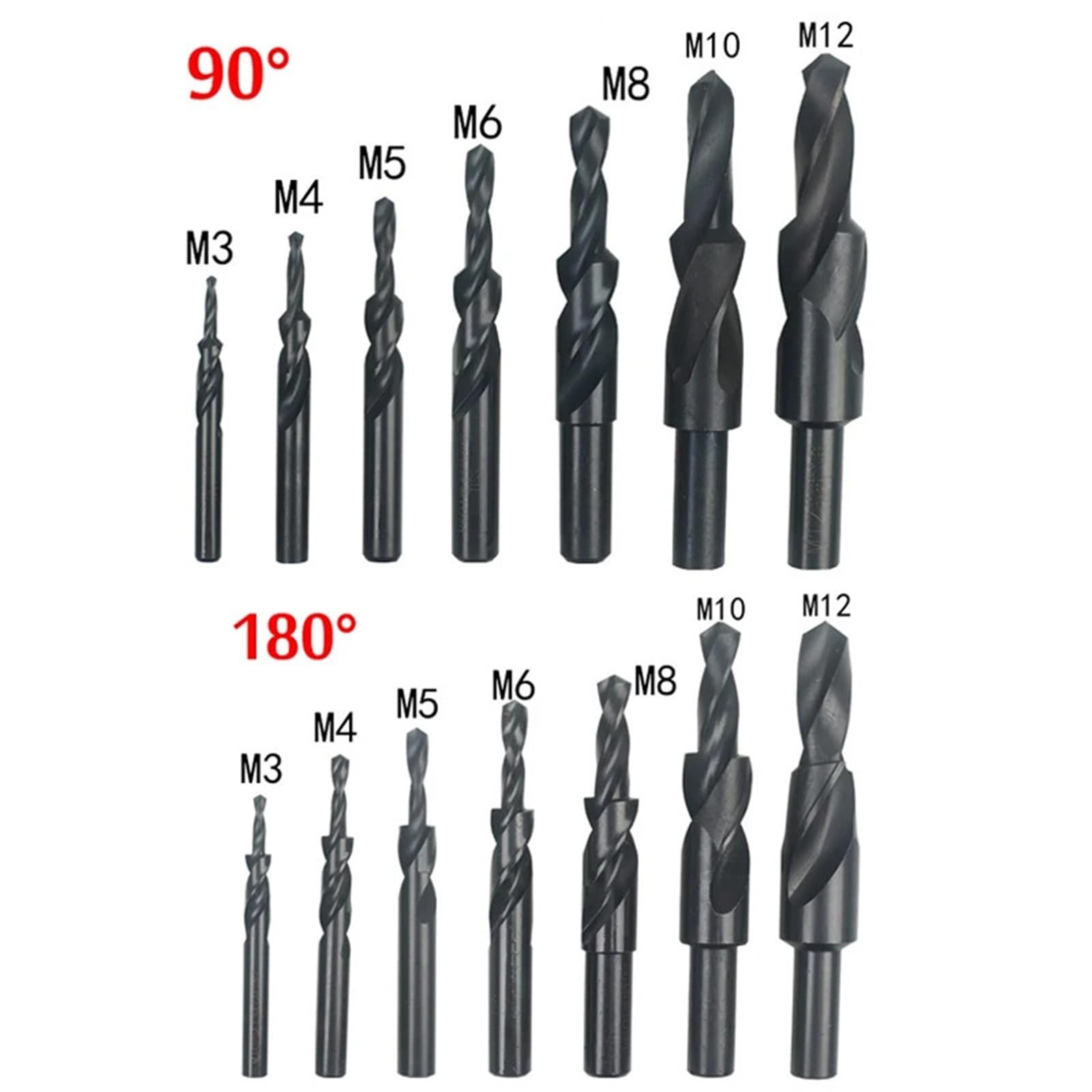 1 szt. HSS Wiertło stopniowe powlekane czarnym tlenkiem, wiertło z łbem stożkowym 90/180 do miedzi aluminium M3-M12 (powlekane tytanem, M6(90 stopni))