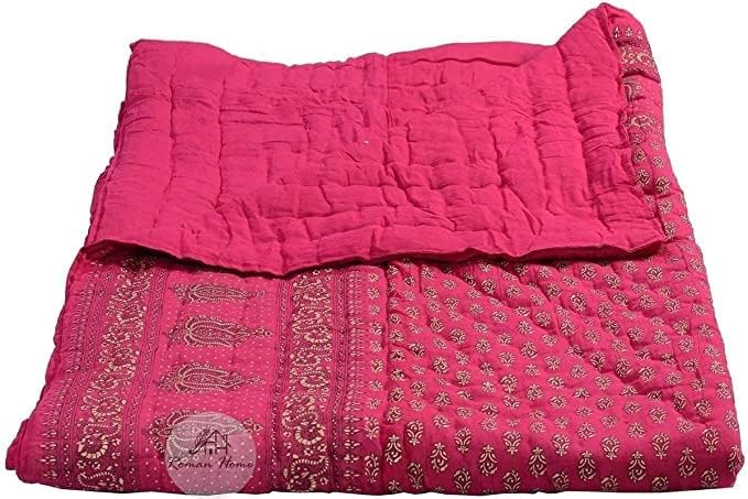 NAVYA ENT Pure Cotton Jaipuri Traditional Single Bed Razai/Ac Quilt for Winter Soft Light Weight Rajasthani Traditional Rajai Cotton Comforter(Single Bed -Rani)