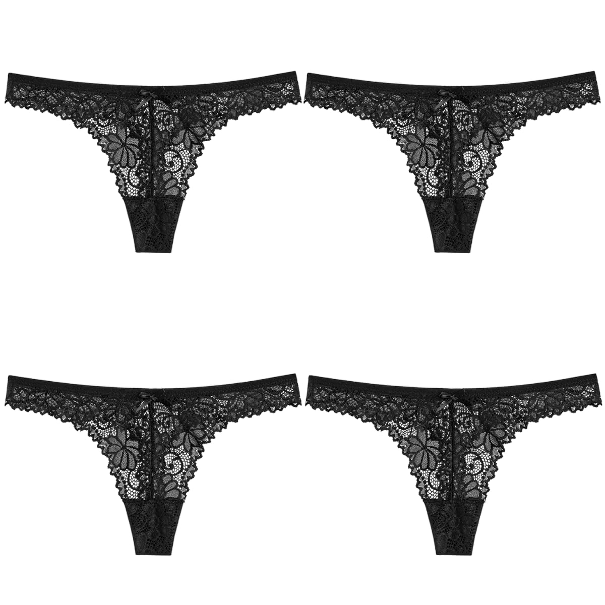 Women's Black High Rise Silky Lace Sexy Floral Panties Thong Knickers Underwear (As8, Numeric, Numeric_6, Numeric_8, Regular, Regular, )