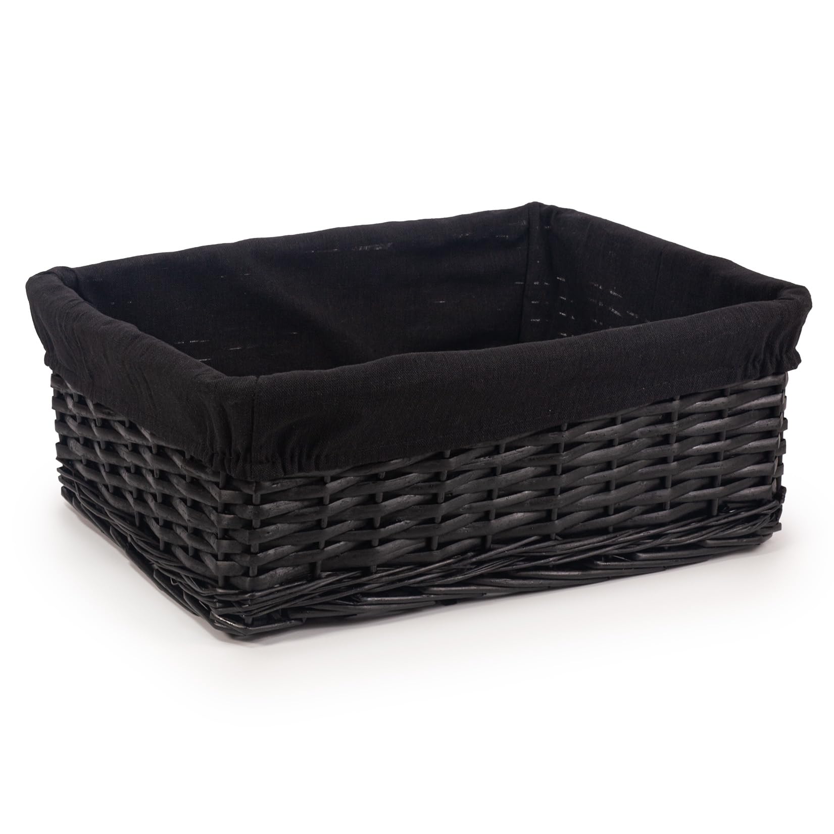 Woodluv Storage Baskets Woven Wicker, Storage Basket for shelves, Baskets to make hampers, Storage Box, Storage Organiser, Black, Large