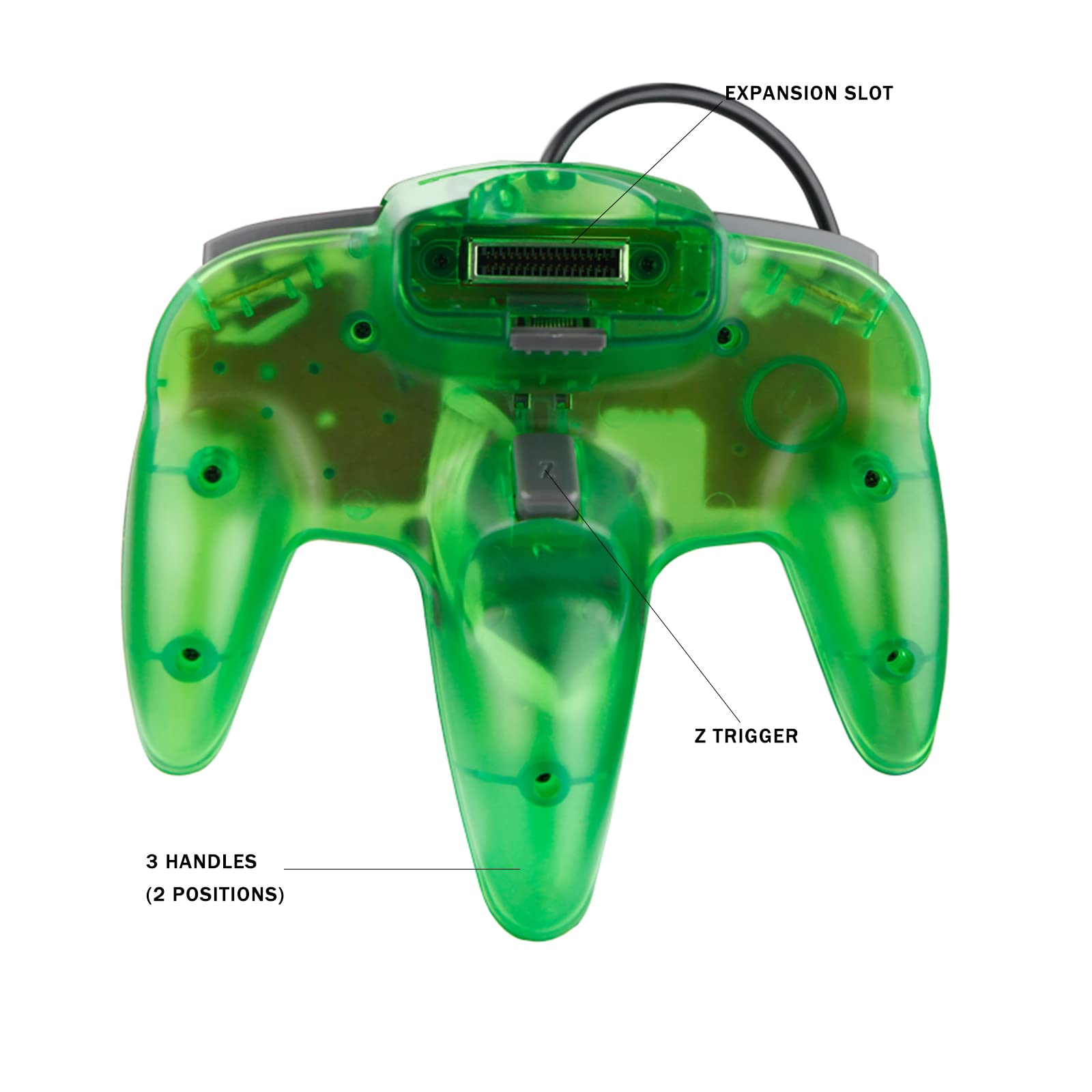 Confezione da 2 controller classici, joystick cablati a 64 bit per console N64 (blu trasparente e verde chiaro)