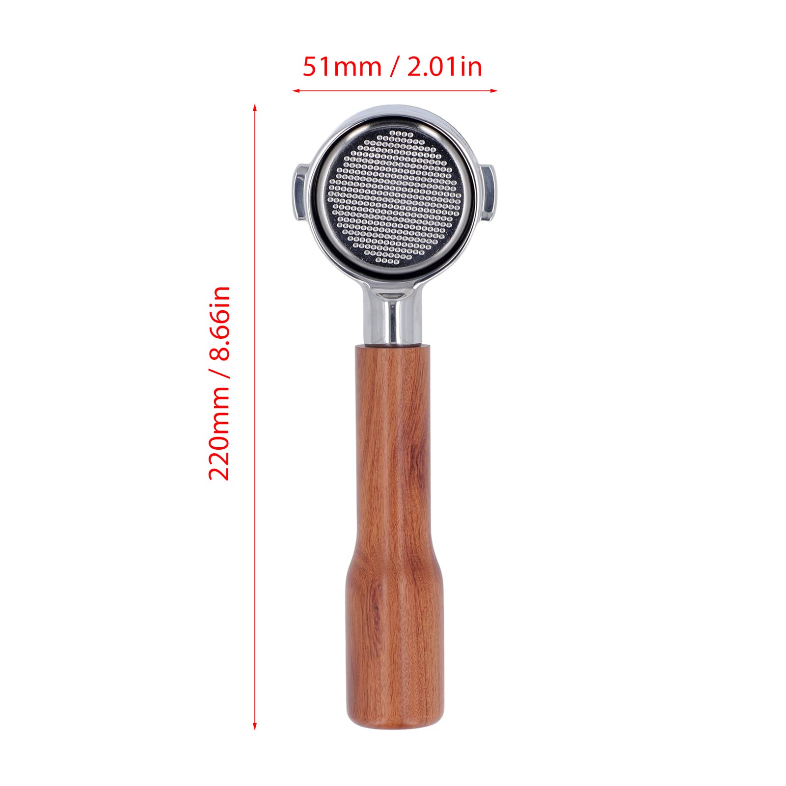 Uchwyt filtra 51 mm, 2 uszy, bez dna, bez dna, uchwyt filtra do kawy z uchwytem, ze stali nierdzewnej, bez dna, do ekspresów do kawy Delonghi EC0310 i ekspresów do kawy (C1