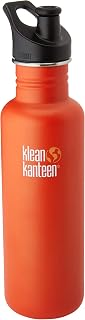 Klean Kanteen Garrafa clássica de aço inoxidável de parede única com tampa esportiva resistente a vazamentos 3.0