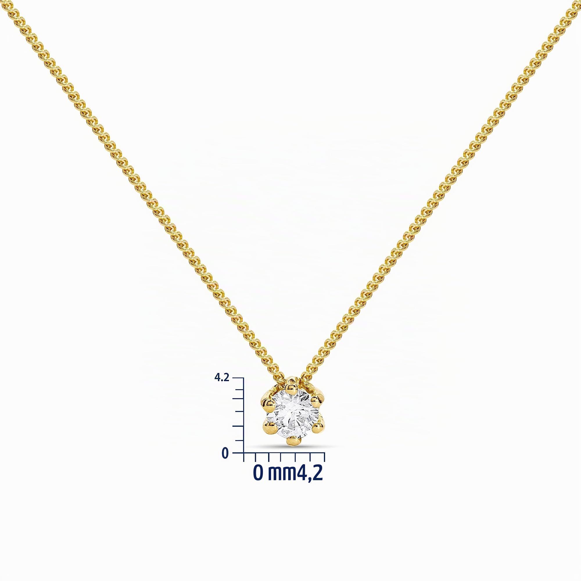 MIORE Collana Donna, Catenina con solitario Punto Luce con Diamante taglio Brillante Ct. 0.10 in Oro Bianco/Giallo 14 Kt 585, Catena Cm 45