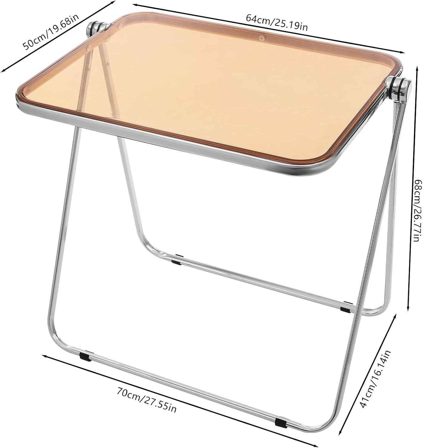 Gdrasuya10 Acrylic Folding TV Tray Table, Clear Acrylic Foldable End Side Table Modern Square Table Small Folding Desk Portable Laptop Table No Assembly Required for Small Spaces