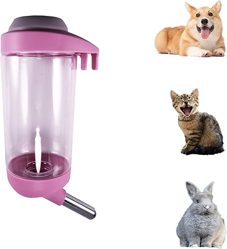 Botella de agua para perros  Dispensador de agua para mascotas sin goteo de 12 onzas, botella de agua de jaula fácil de usar para perros, gatos,