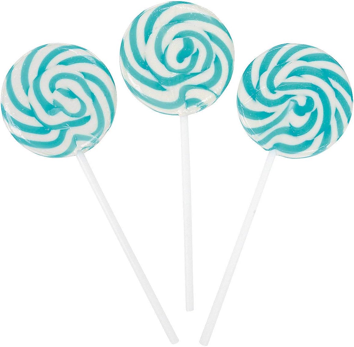 Swirl Lollipop Sucker - Bulk Individually Wrapped Pops - Candy Buffets, Graduation Parties, Anniversaries & Weddings, Aqua (Set of 24)