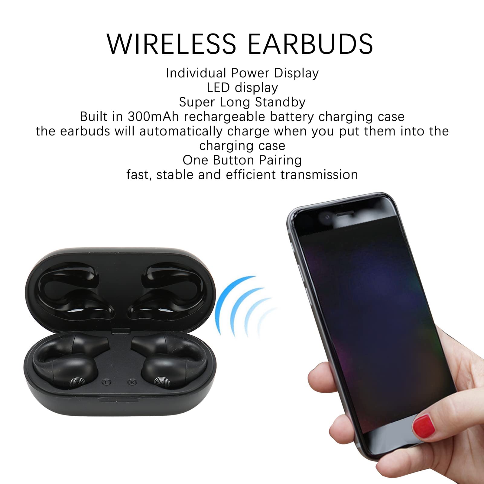 Jopwkuin Sports Headphones, Bluetooth 5.3 Earbuds Deep Bass IPX7 Waterproof One Button Pairing HD LED Power Display for Tablet