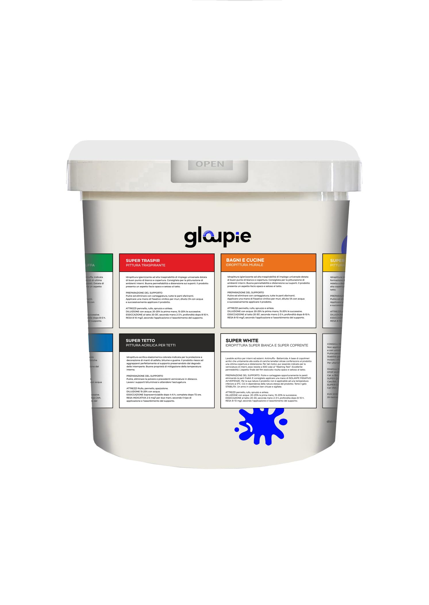 GLOUPIE SUPER TETTO Idropittura Acrilica Elastomerica Per Protezione E Decorazione Di Tetti E Superfici Esterne 14 Lt Bianco