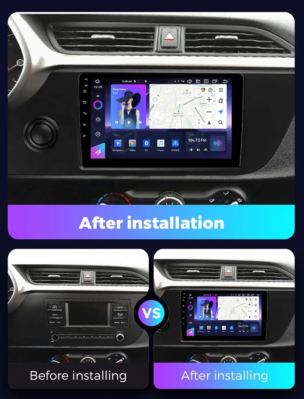 Navigatore Auto Navigazione Gps 2 Din per Kia Rio 4 IV FB 2020-2021 Wireless Carplay Android Auto Stereo Bluetooth Ips con Pantalla Táctil con Gps, 8 Nucleo 6G+128G