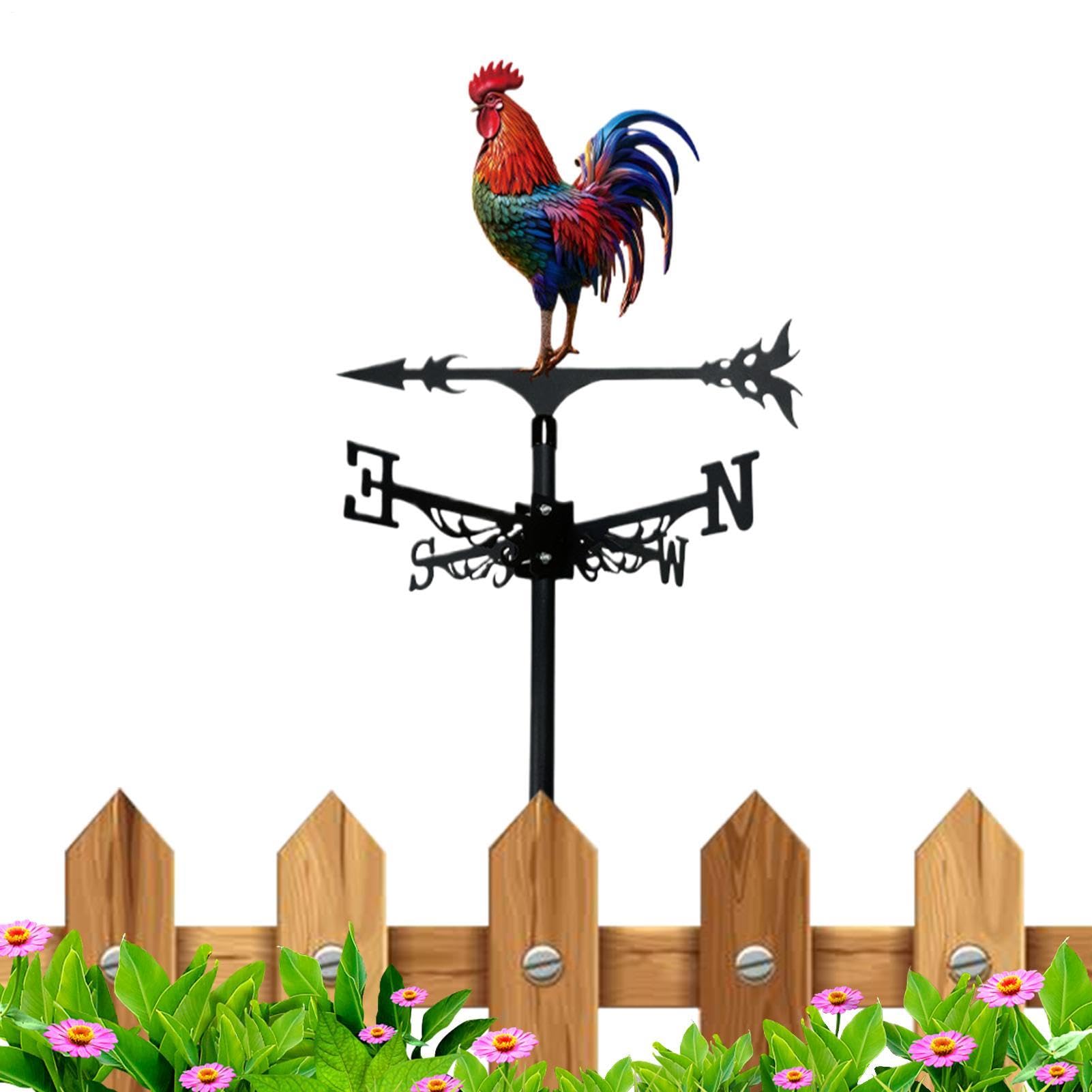 Girandola a - Gallo in ferro decorativo per giardino esterno, decorazione fattoria, cortile, prato, balcone, ringhiera e