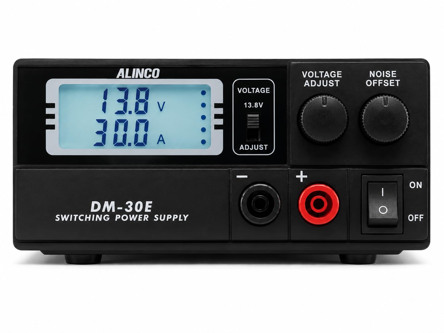 Alinco DM-30E Fuente de Alimentación Conmutada 30A - Transformador Regulable 9-15V con Pantalla LCD, Doble Salida y Ventilador Silencioso