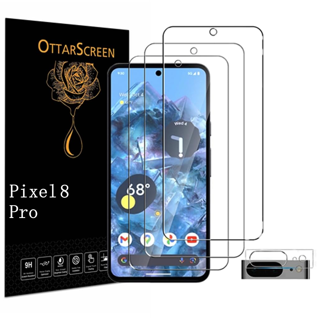 Photo 1 of 3 Pack for Google Pixel 8 Pro Screen Protector?3+1 Pack? 1 Pack Tempered Glass Camera Lens Protector, Compatible Fingerprint, 9H Hardness Tempered Glass Screen Protector for Google Pixel 8 Pro Screen