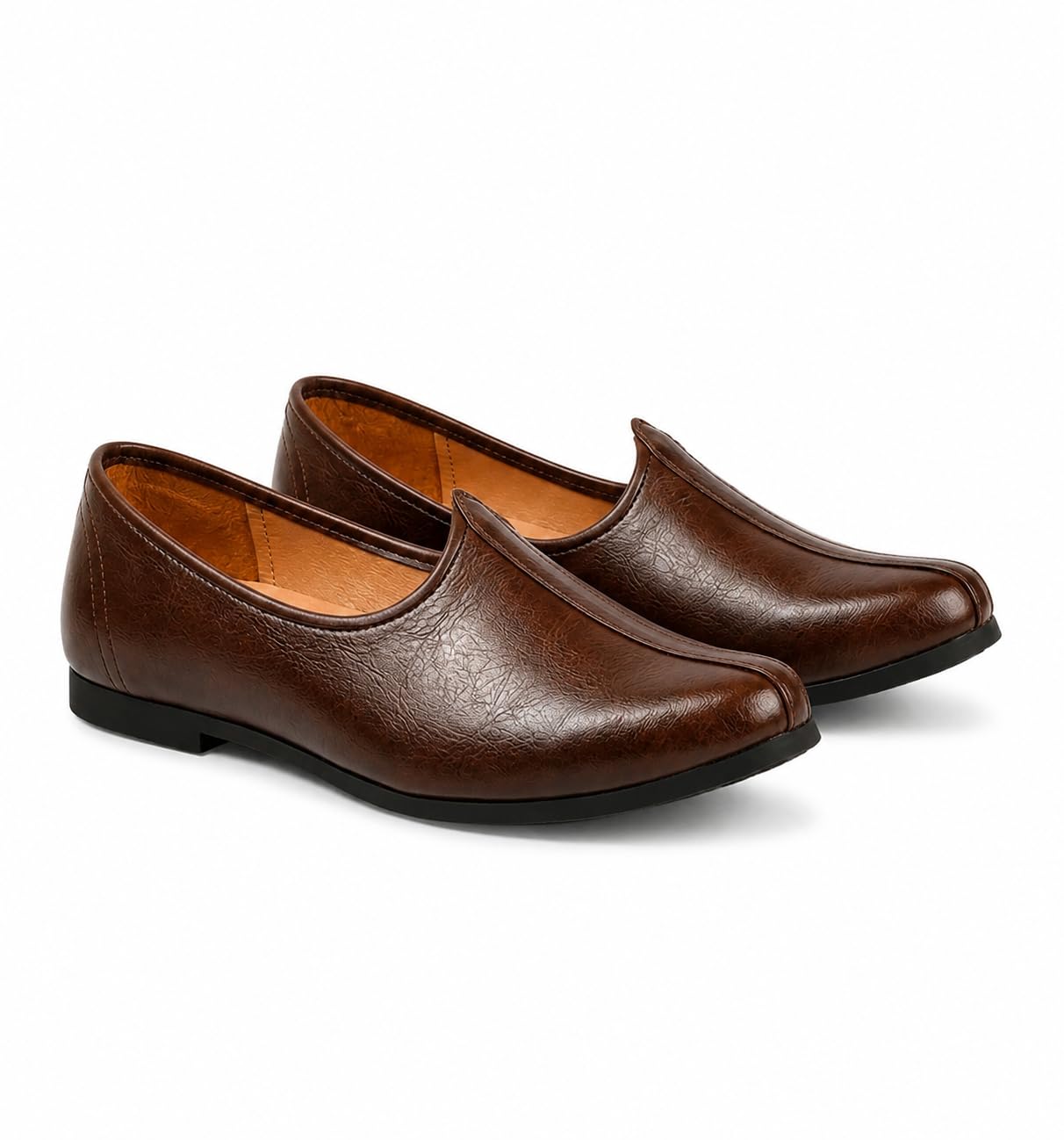 r rj trends Men's Brown Leather Mojari Slip-On Shoes, Traditional Ethnic Jutti Style-picture-13