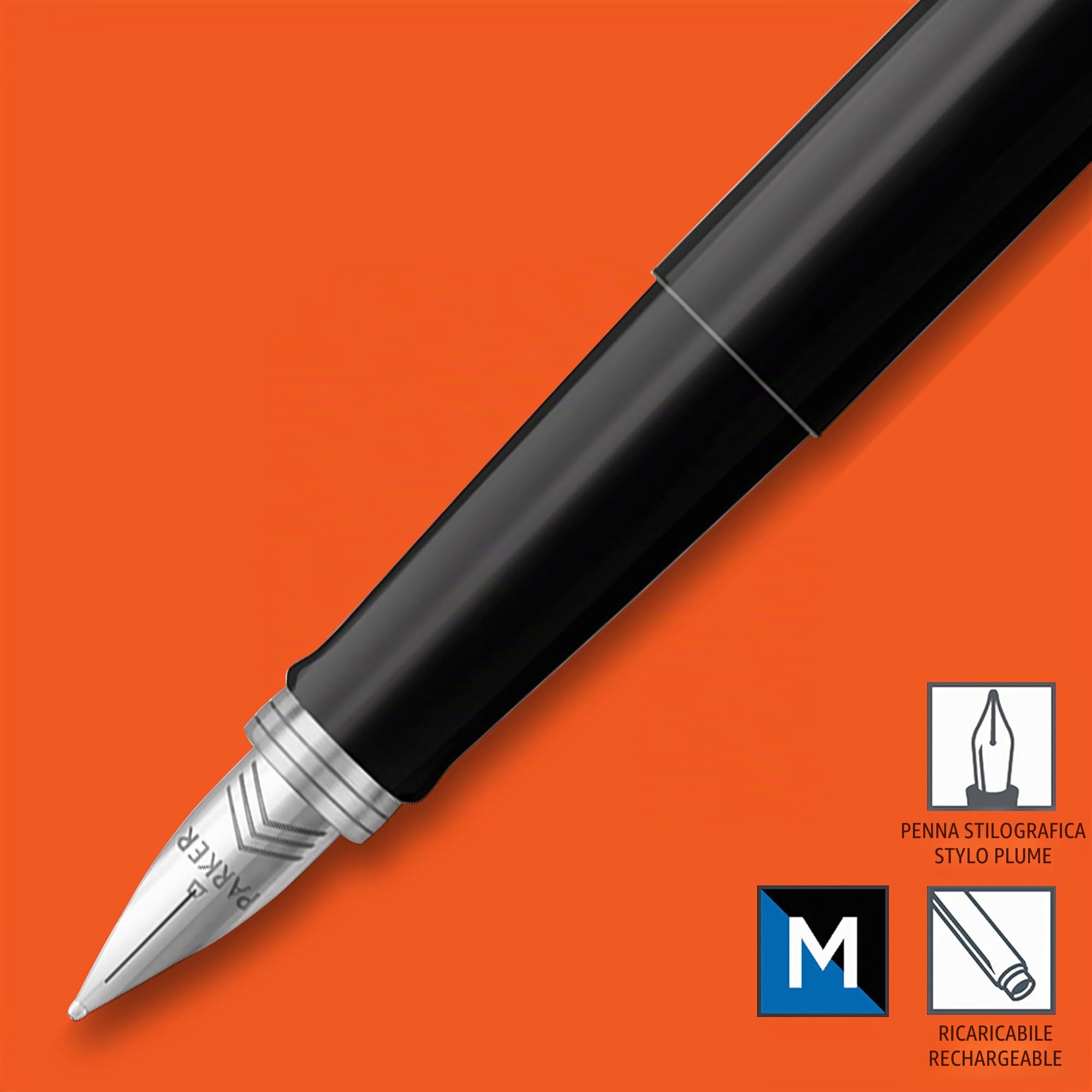 Parker Jotter Originals penna stilografica nero pennino medio inchiostro blu nero