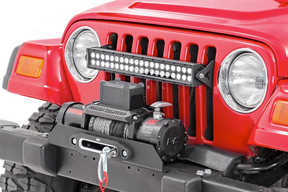 Image secondaire de Rough Country Plaque de Montage de treuil pour Jeep Wrangler TJ/YJ 1189 1987-2006, Avant, Noir
