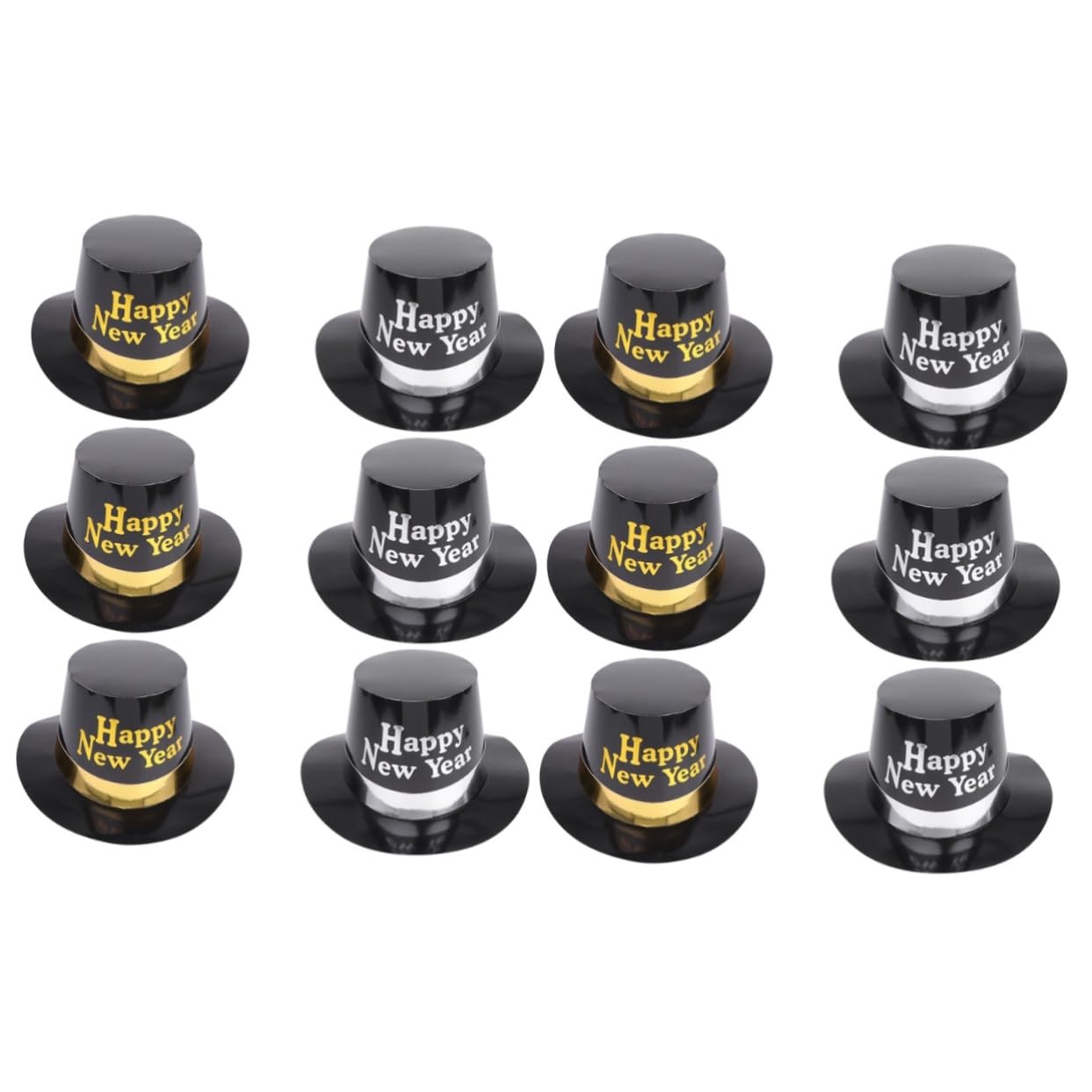 MAGICLULU 12 Teiliges Neujahr Partyset mit Schwarzen und Goldenen Papier Partyhüten Leichte Bequeme Silvester Kopfbedeckungen für Festliche Kostüme und Foto Requisiten für