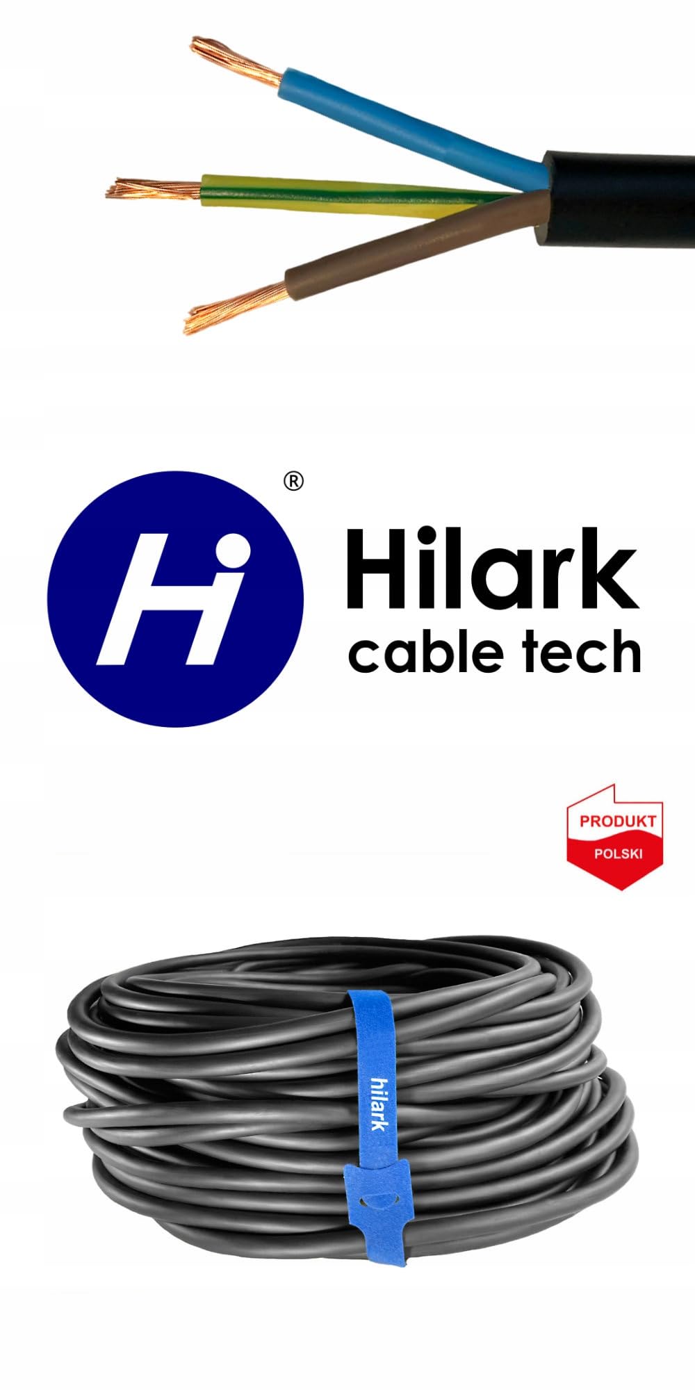 Hilark Cable Tech Câble en caoutchouc H07RN-F OnPd 3x1,5 souple 100% cuivre 50m