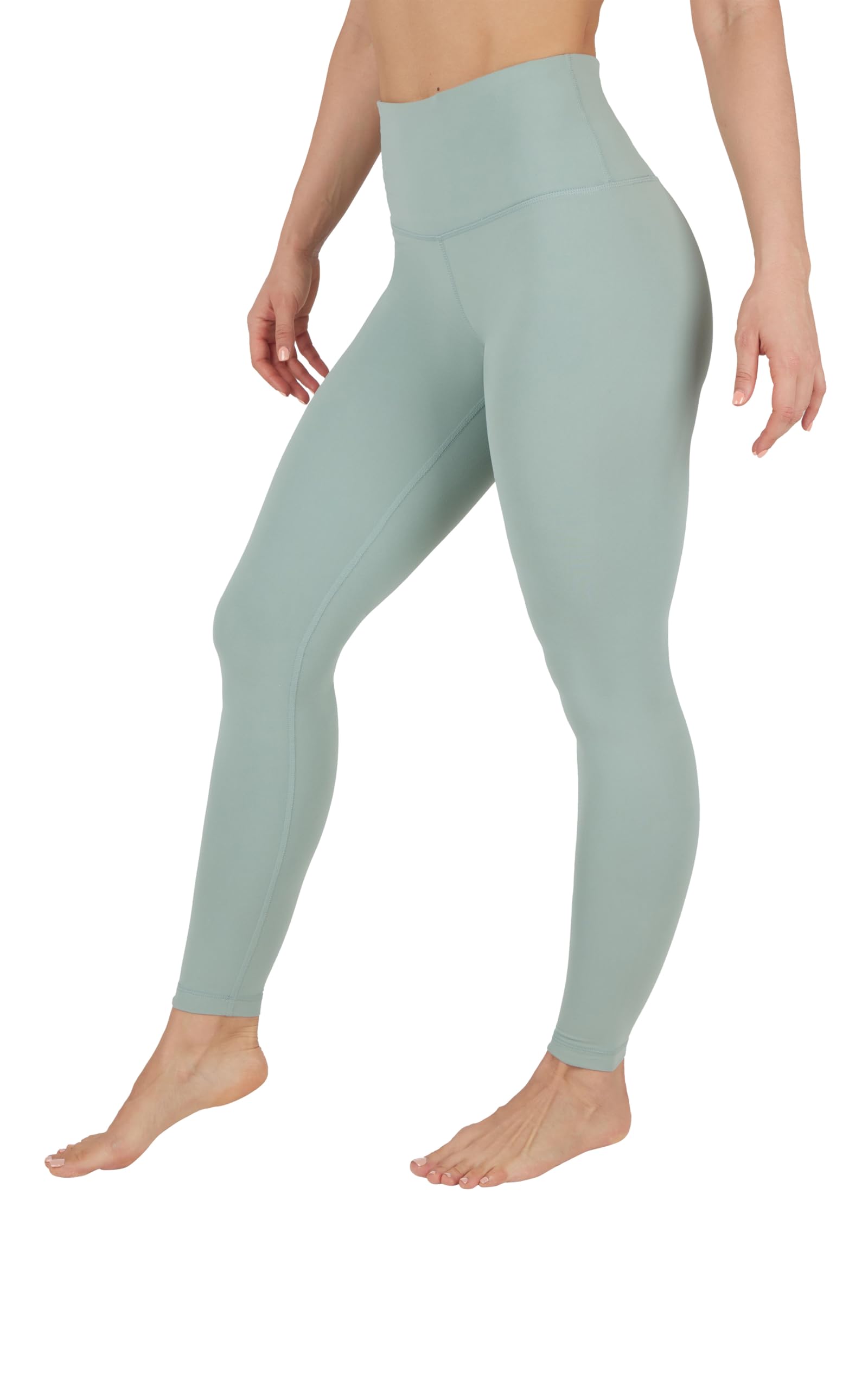 Yogalicious Women's Green Milieu High Waist Ultra Soft Nude Tech Leggings, Gym Clothes For Nude Tech 28'', S