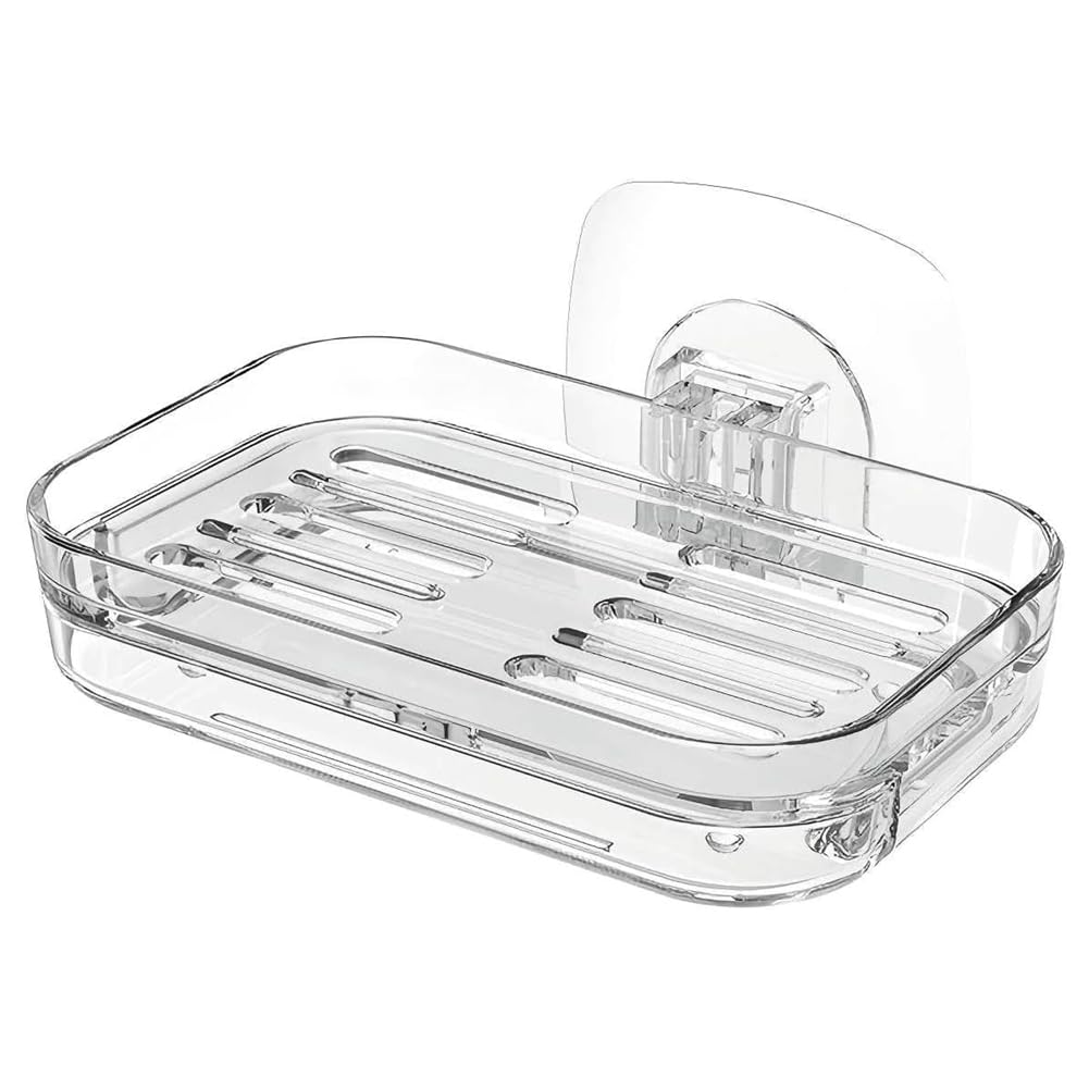 Osmond Soap Dish Clear Acrylic Self Draining Soap Holder Adhesive No Drilling Required Strong for Rv Bathroom