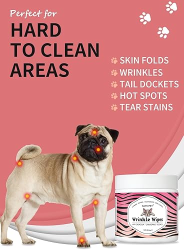 Miniatura 6 de Toallitas antiarrugas naturales para perros, 120 unidades, toallitas hipoalergénicas para perros, toallitas antiarrugas, Bulldog francés, limpieza y