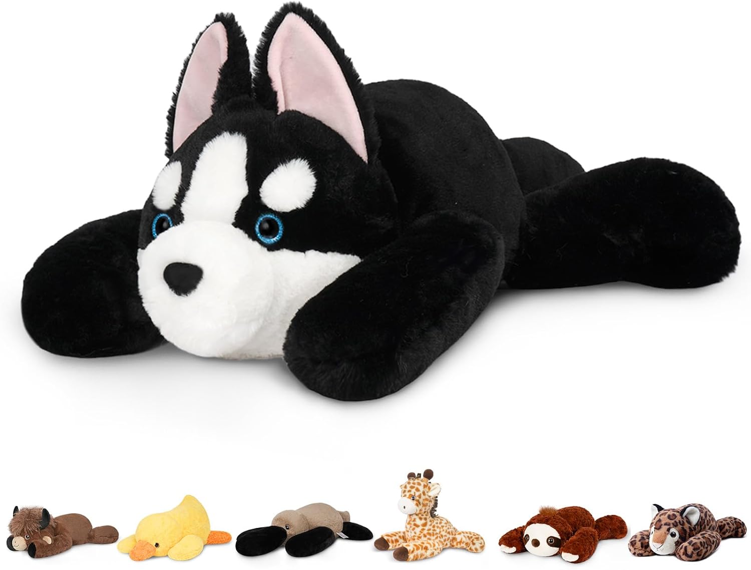 Niuniu Daddy 20" | 3.3 Pound Weighted Husky Stuffed Animals for Adults Kids, Weighted Stuffed Husky Dog Plush for Toddler, Fluffy Plushy Toy Body Pillow with Soft Fur for Present Christmas Birthday