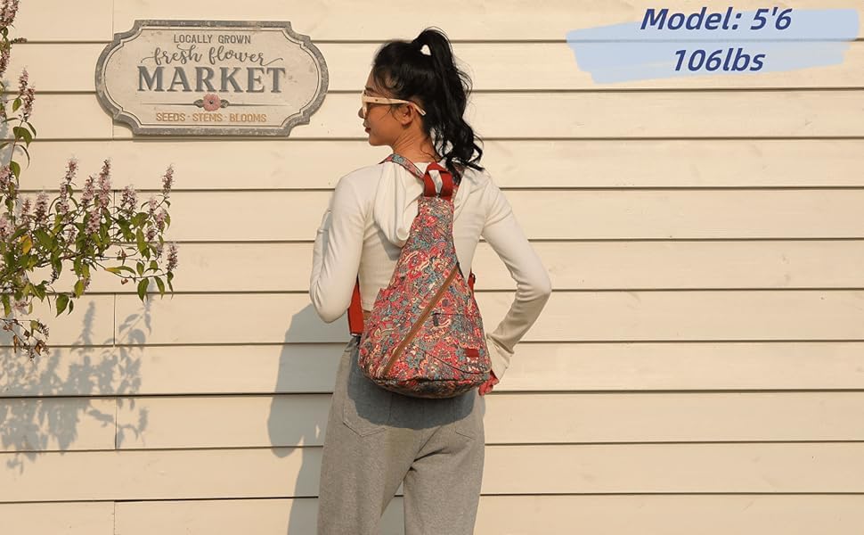 Image of Baosha Women Sling Bag Crossbody Backpack Purse Shoulder Casual Daypack Outdoor Stylish for Travel Hiking XB-10 (Red flower)