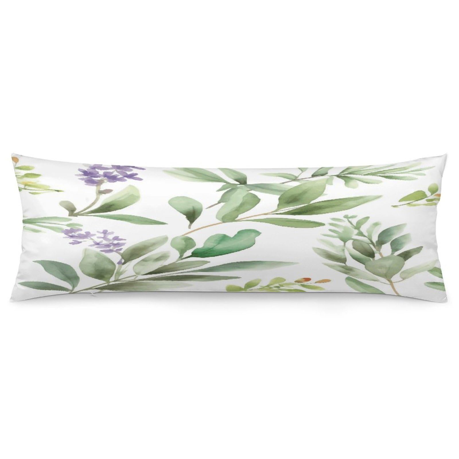 Green Flower Watercolor Herb Sage Leaves And Branches1 Throw Pillow Cover Soft Lumbar Pillow Covers with Zipper Breathable Rectangular Cushion Case Polyester Pillow Case Decorative Body Pillow Cover F