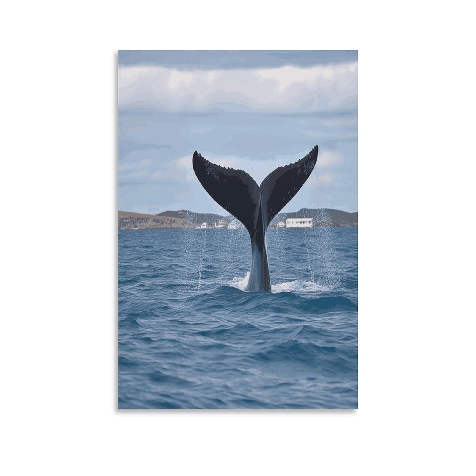 LDGSUPH Whale Tail Canvas Wall Art Prints Hangable Decor Painting for Wall Prints Painting Artwork Modern Decorative Artwork Ready to Hang Wall Pictures for Home Decor 24x36inch(60x90cm)