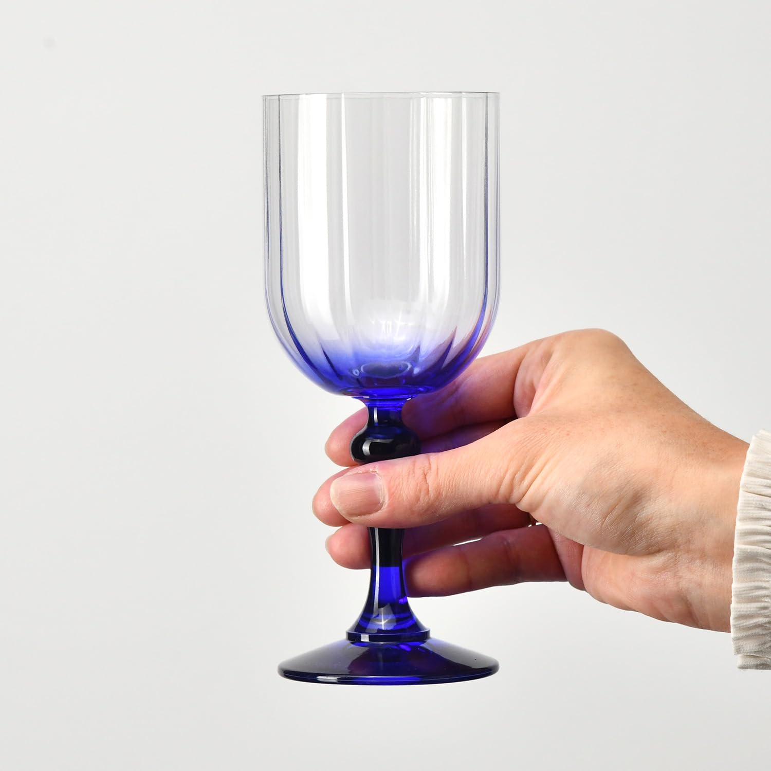 KROSNO Kieliszki do Wina z Kobaltową Nóżką Bubble, Zestaw 2 x 300 ml | Szkło Kryształowe Bezołowiowe, Celebration Moments, do czerwonego i białego wina, mocktaili i wody, zmywarka