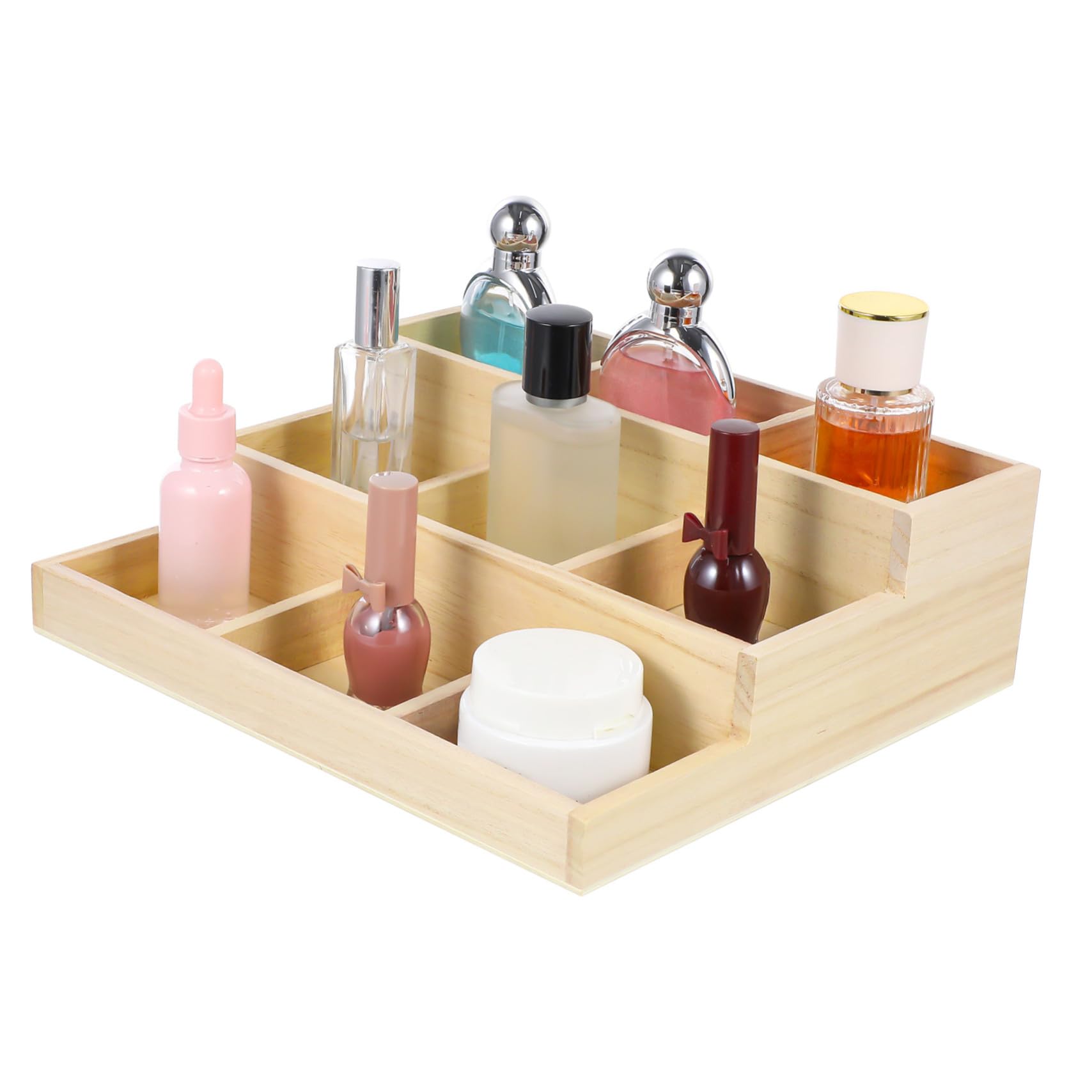 Organisateur de bijoux en bois multicolore et boîte à bagues vintage en paulownia naturel