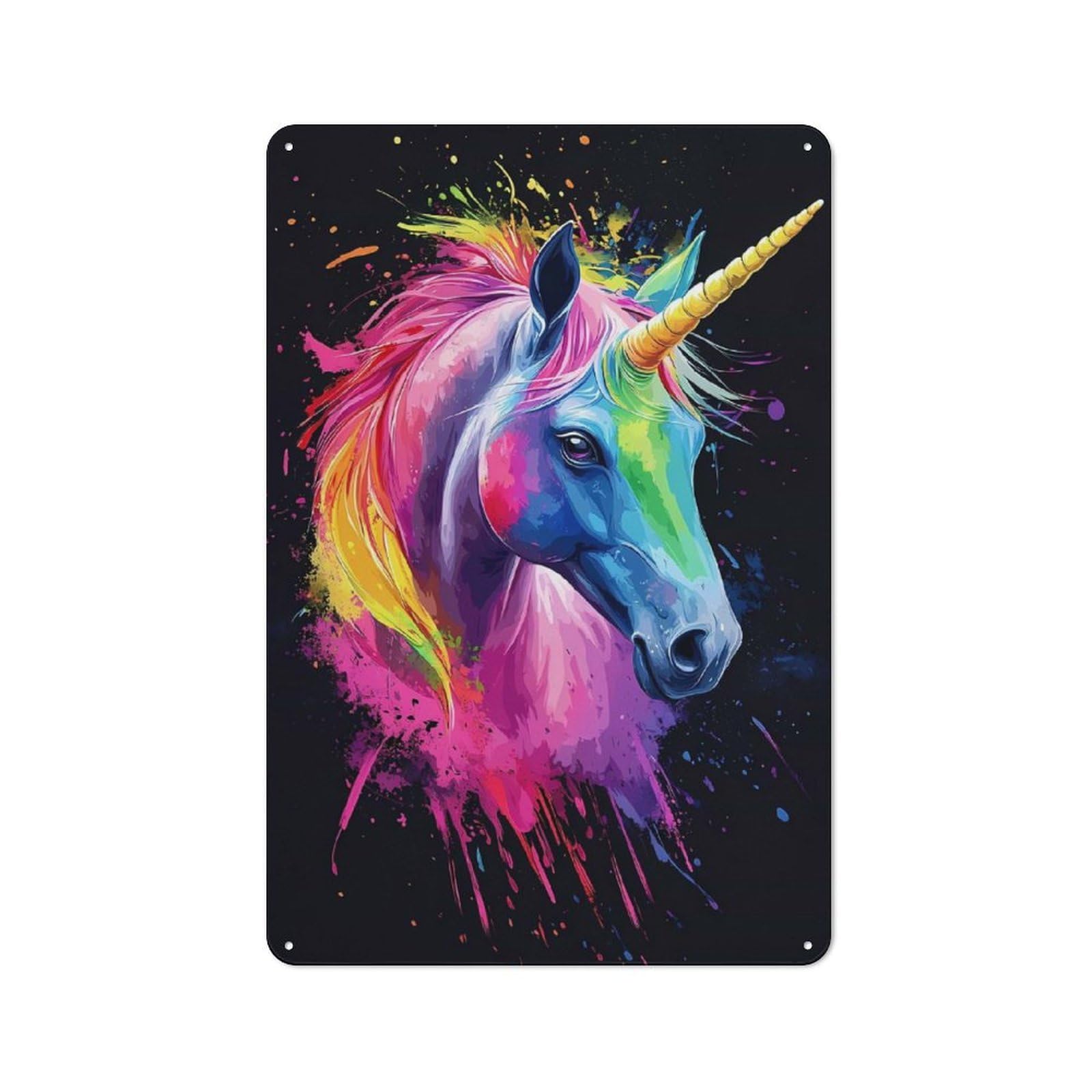 Junmoney Rainbow Unicorn For Café Or Restaurant, Vintage Metal Sign 30X20cm, For Vintage Wall Decor Fans, For Cafés, Pubs And Restaurants