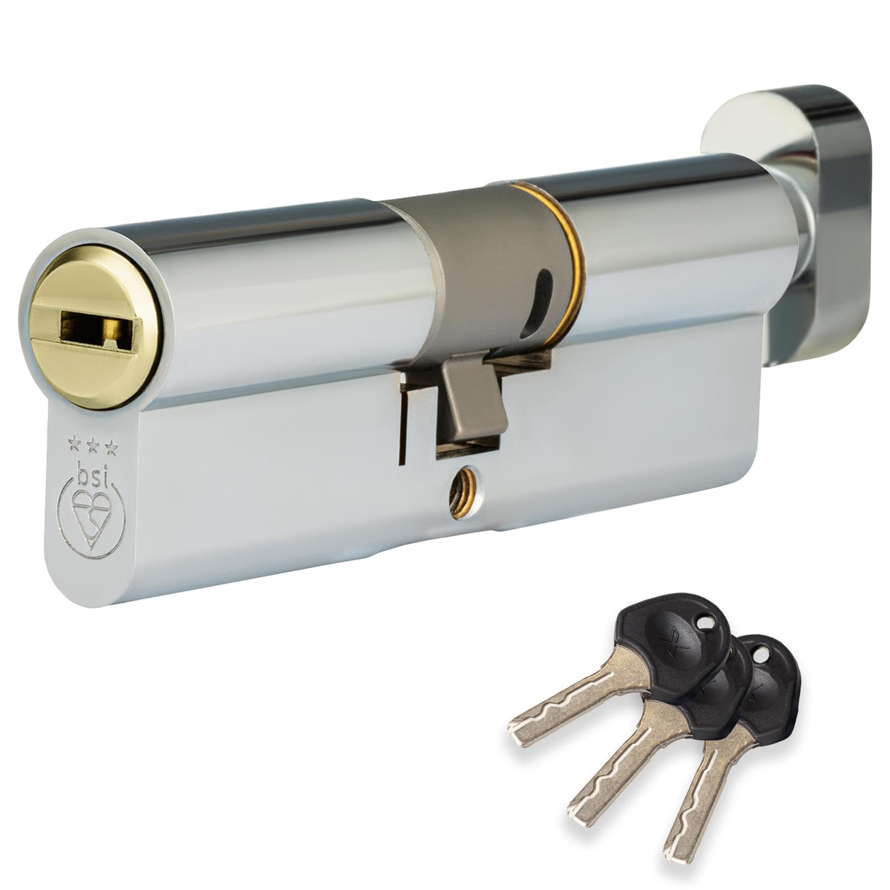 Xfort Dual Pc/Pb Colossus Dual Finish 3 Star Kitemarked Thumb Turn Euro Cylinder Lock 35Ex/35T (70Mm), British Standard Ts007 Anti-Snap Barrel Lock, Upvc Door Lock.