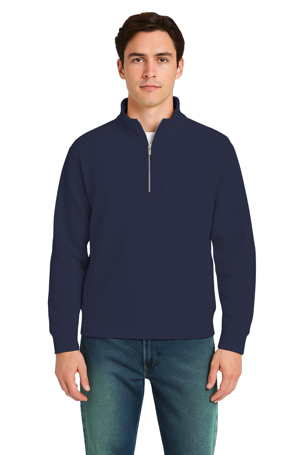 avanova Men’s Half Zip Sweatshirt – Regular Fit Cotton Blend Zip-Neck Winter Wear for Men | Warm French Terry Pullover with Stand Collar (Jacket 269)-picture-50