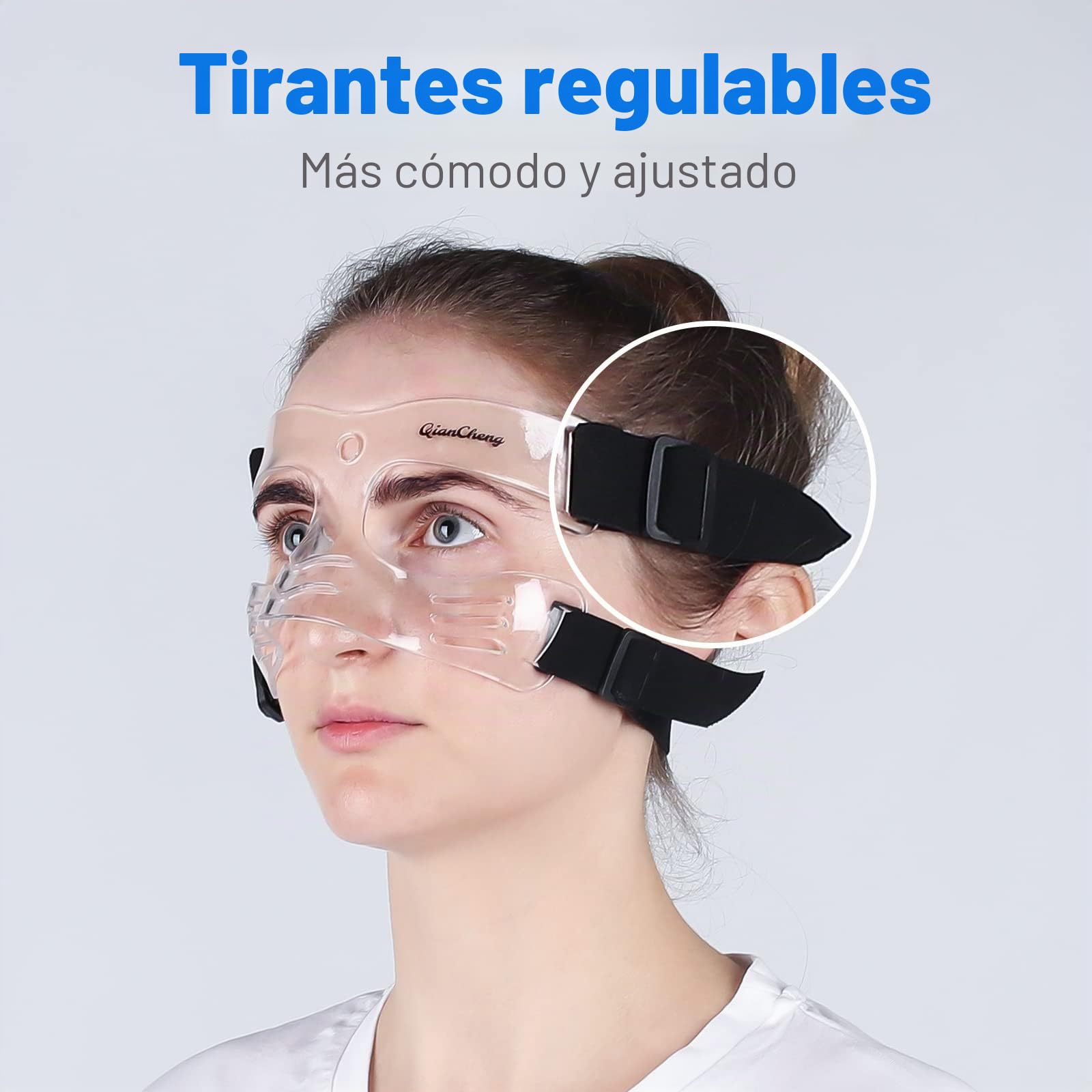 Qiancheng Protector facial para nariz rota para niños, adolescentes y mujeres, máscara facial ajustable con bolsa de transporte acolchada