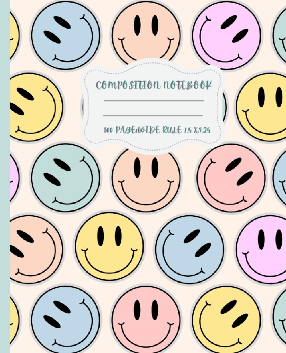 Composition Notebook Wide Ruled: Aesthetic Smiley Face Preppy Notebook
