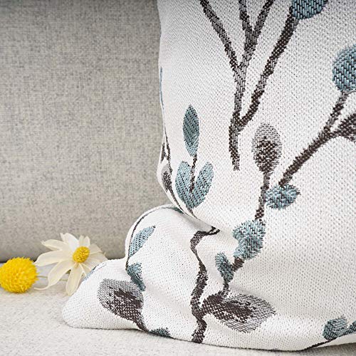 Your Smile LRBZ23051001 Classical Embroidery Jacquard Teal Leaf Pattern Square Decorative Throw Pillow Case Cushion Cover 18X18 Inch thumb #4