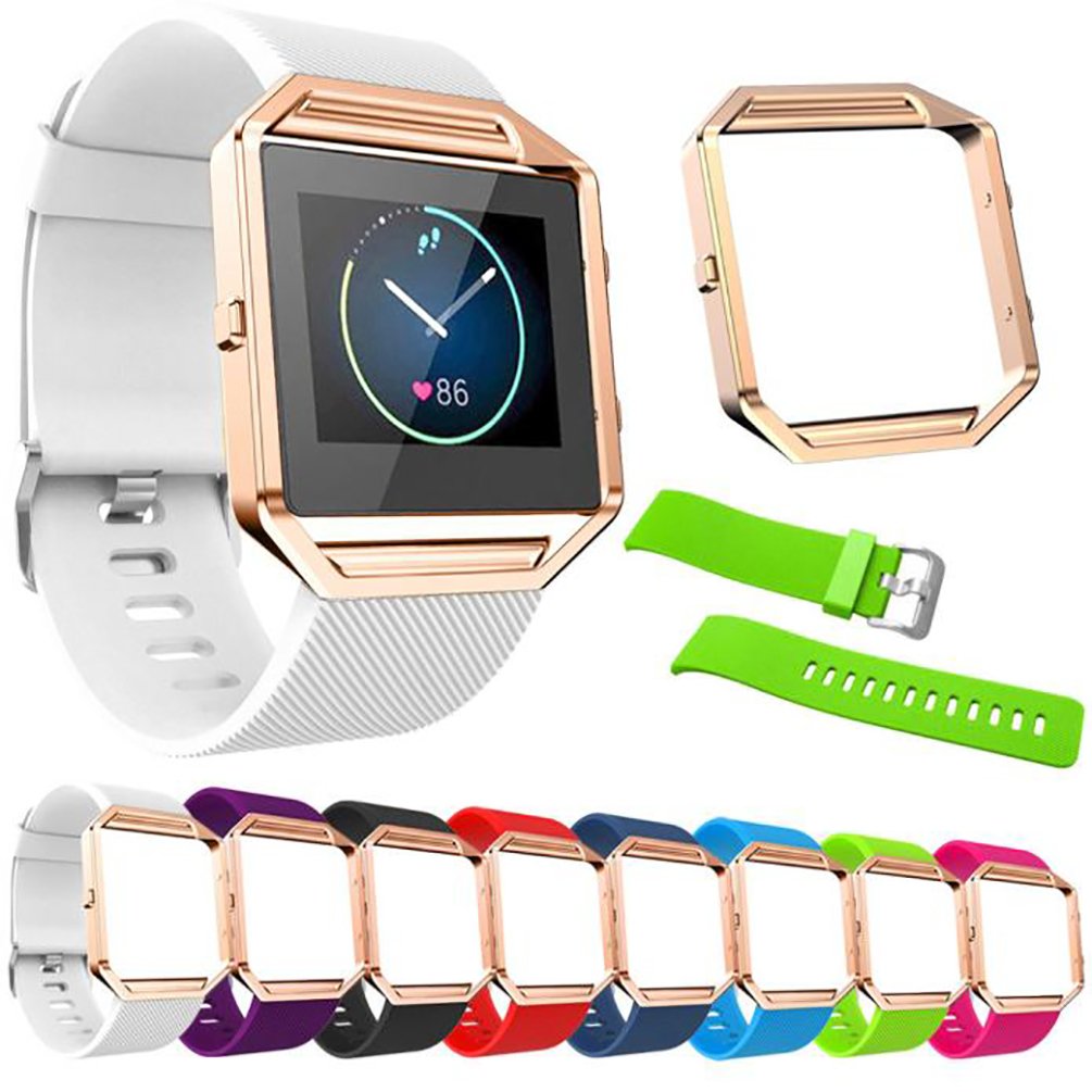 TopTen Cinturino In Silicone Per Fitbit Blaze Con Telaio Acciaio, Sostituto Regolabile (Giallo) - 2