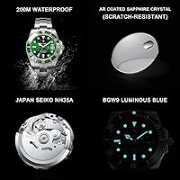 Vista 3 de CADISEN Reloj mecánico automático GMT para hombre, correa de acero inoxidable, impermeable, relojes casuales para hombres