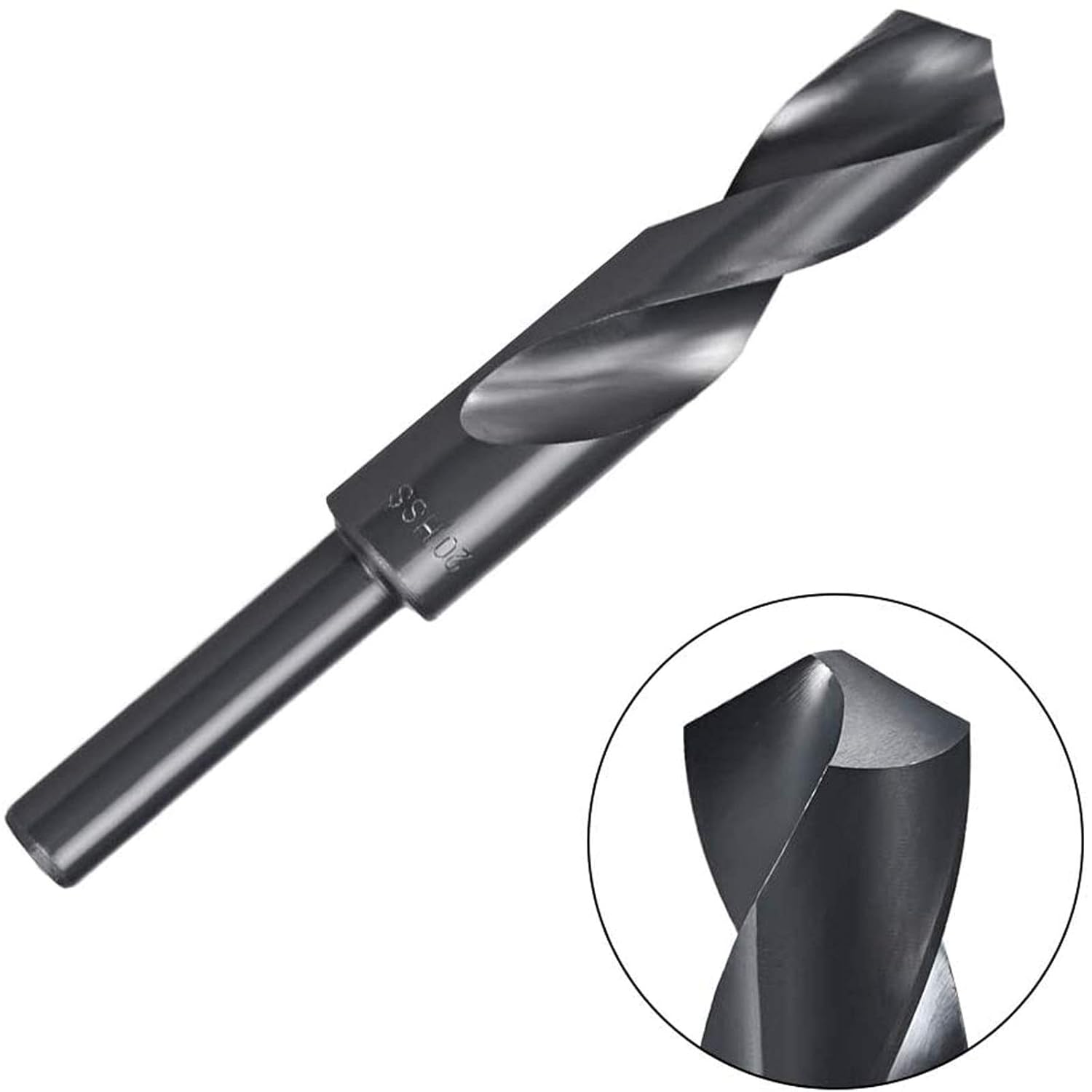 20mm Reduced Shank Drill Bit,½” Reduced Shank High Speed Steel Twist Drill Bit,High Speed Steel HSS 9341 Black Oxide with 1/2 Inch Straight Shank (1 Pcs)