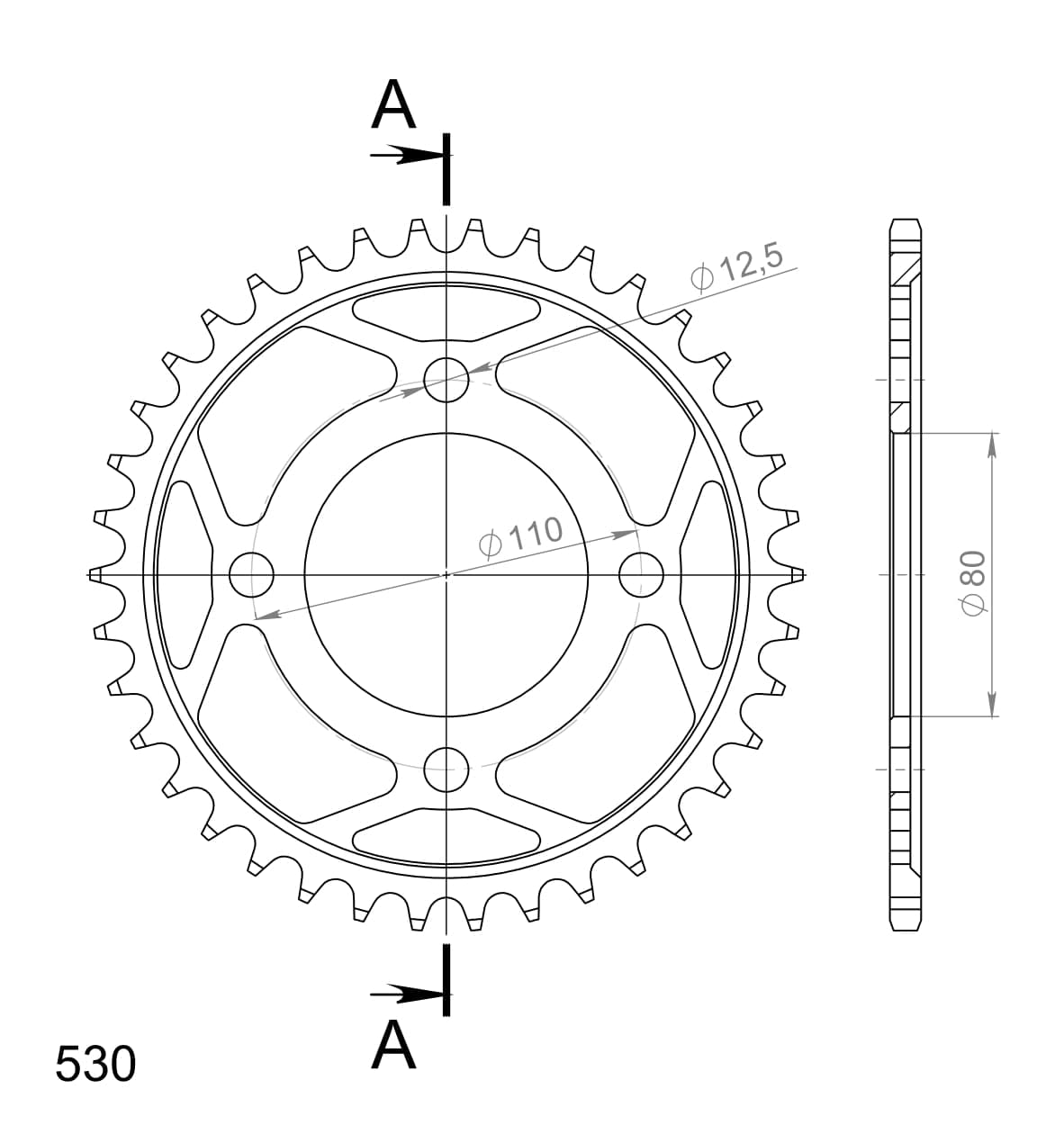 Set catena DID in acciaio 530VX3/106, infinito per Honda CB SC Nighthawk 650 ccm anno di costruzione 1982-1983