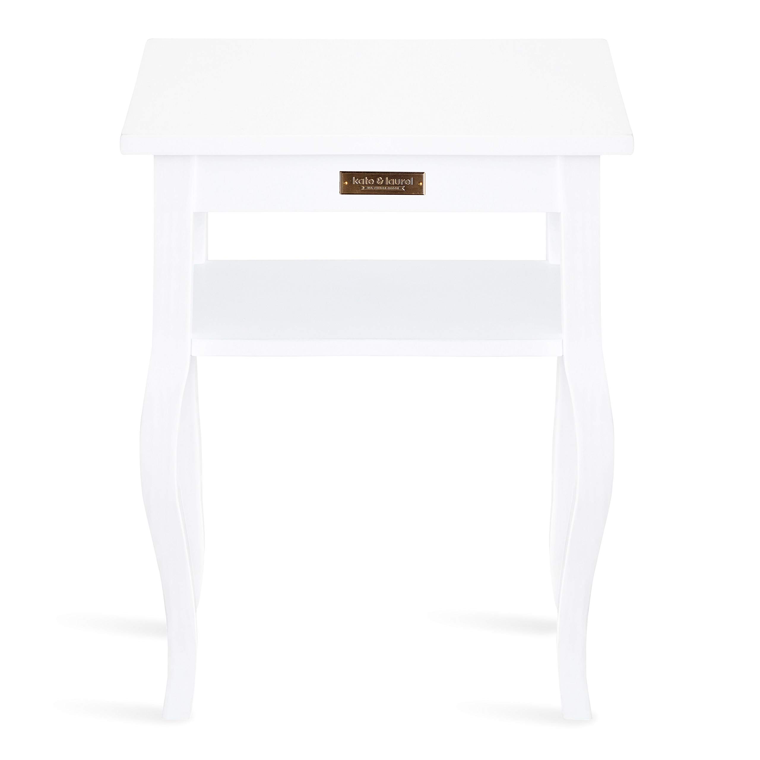Mesa Auxiliar Kate And Laurel Lillian - Madera, 45.72x30.48x60.96 Cm, Color Blanco, Con Estante Abierto