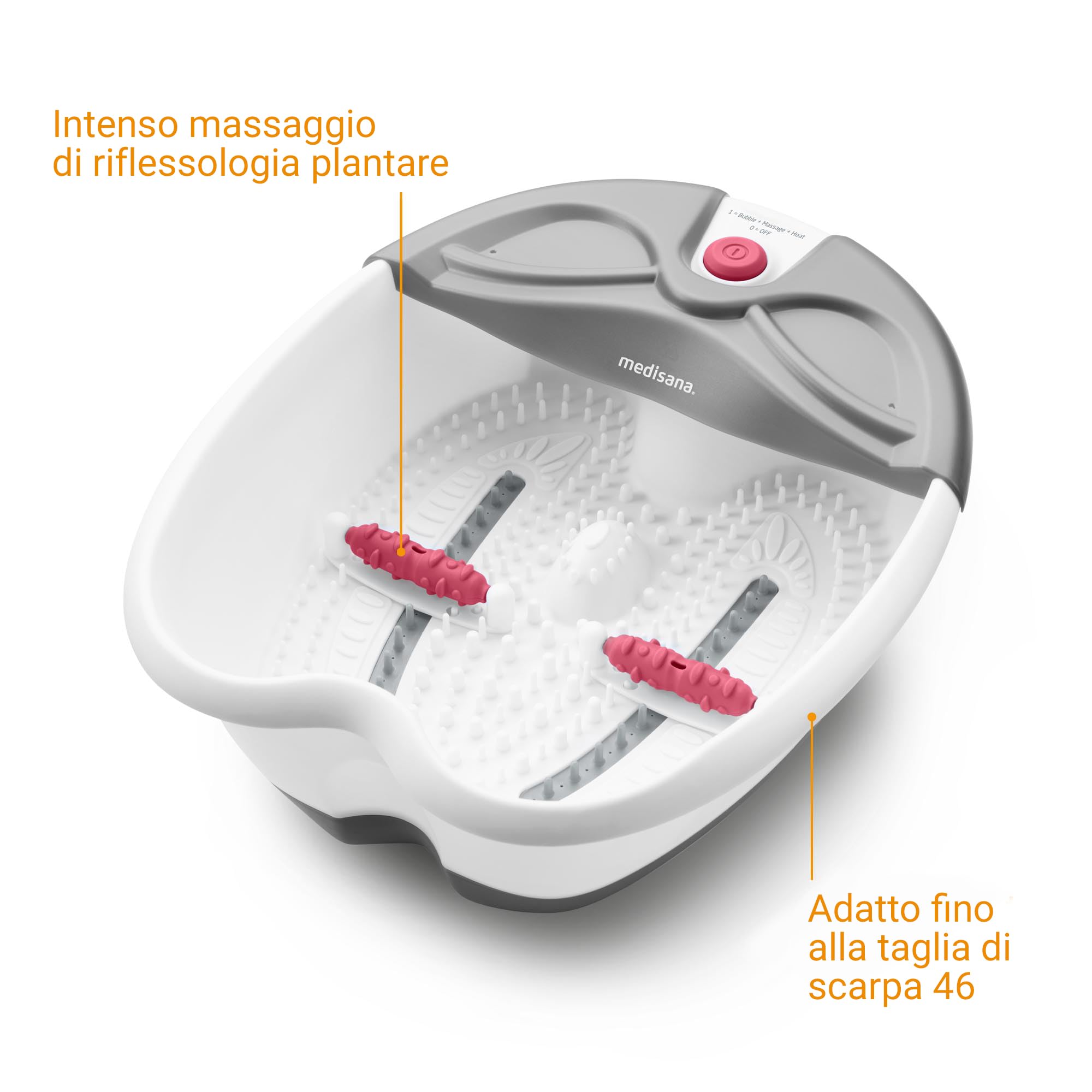 medisana FS 300 pediluvio ellettrico con massaggio, bagno per piedi | con massaggio a zone riflesse, funzione di mantenimento in caldo, con massaggio e riscaldamento, per piedi grandi