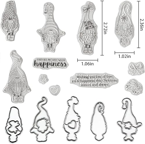 Miniatura 2 de Sellos y troqueles de gnomos para hacer tarjetas, juegos de sellos transparentes y troqueles de corte, troqueles de corte de arco, palabras de