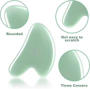 2 Pcs Gua Sha Tool,Jade Stone Guasha Massage Tool,Jade Neck Beauty Slimming Massager,Guasha Massage Tool for Scraping Facial and SPA,for Face,Eye,Neck Slimmer Face and Contouring(Green)
