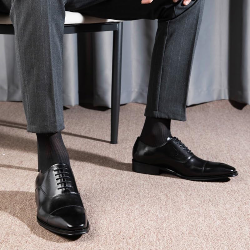 Mens Classic Formal Oxford Shoes Italian Luxury Patent Lace Up Leather Tuxedo Wedding Business Dress Shoes Elegant Comfortable Pointed Toe Classic Genuine Leather Slip On2