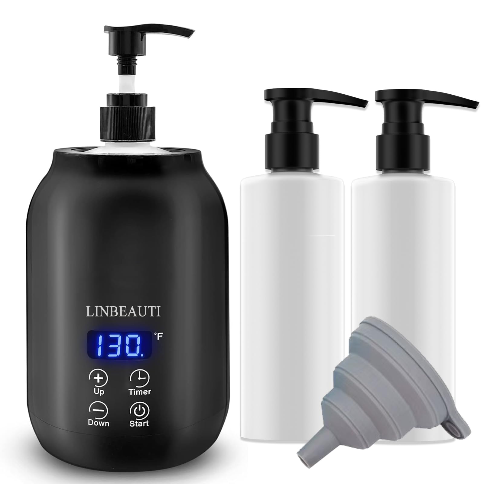 Massage Oil Warmer with Two Oil Bottle Dispenser, Lotion Bottle Warmer Dispenser Heater, Smart Touch Key Electric Warm Lotion Dispenser, Lube Gel