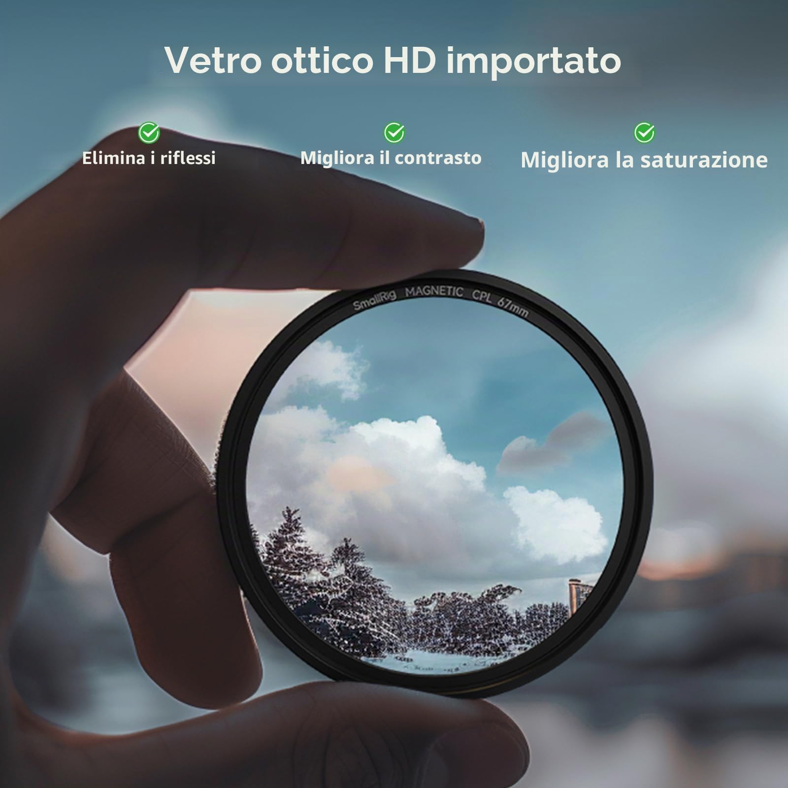 SMALLRIG Filtro Polarizzatore Circolare Magnetico da 67 mm + Anello Filtrante Filettato da 67 mm, Vetro Ottico HD Filtro Polarizzatore Circolare Multi Nano Rivestito a 28 Strati CPL Magnetico - 4582